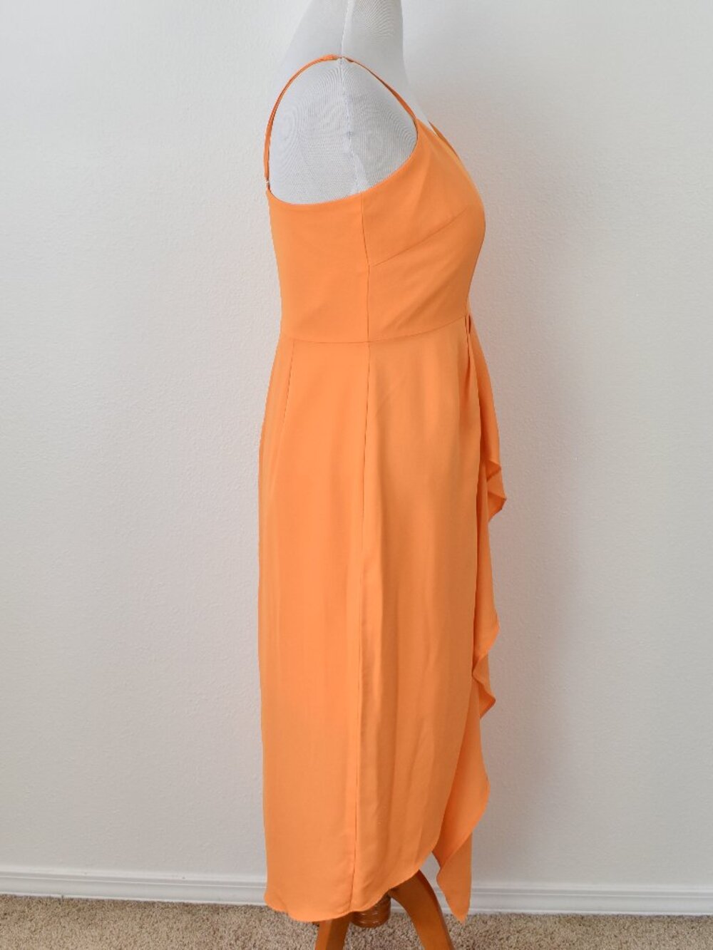 Gianni Bini Monique Ruffle Midi Dress Papaya Orange - 12 - Picture 7 of 9